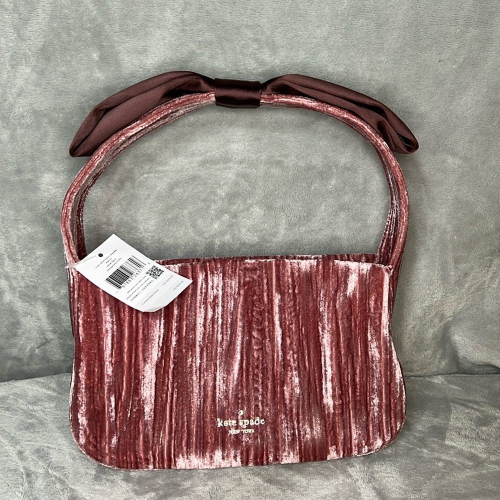 BRAND NEW NWT velvet Kate spade purse with satin bow.